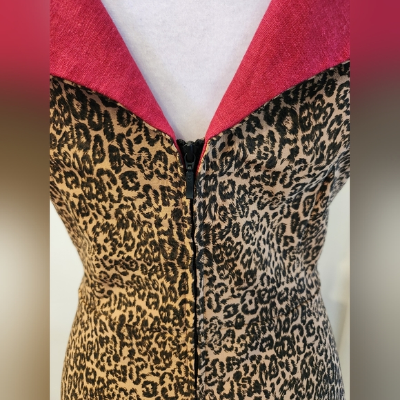 Bettie Page Animal Print Fitted Dress with Back Split and Open Back - Picture 11 of 17